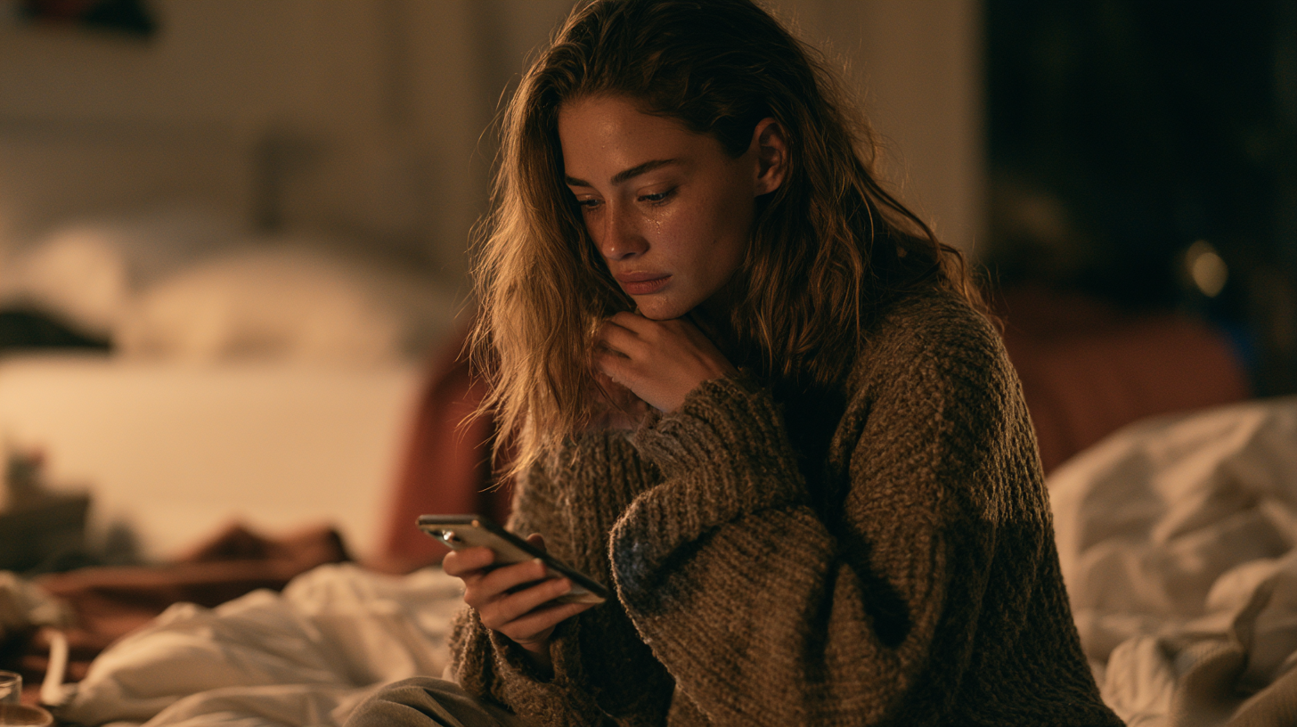 A quiet late-night moment after a breakup
